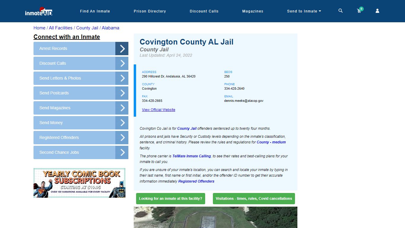 Covington County AL Jail - Inmate Locator - Andalusia, AL