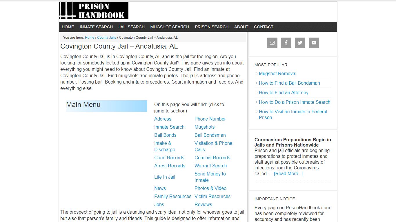 Covington County Jail – Andalusia, AL - Prison Handbook